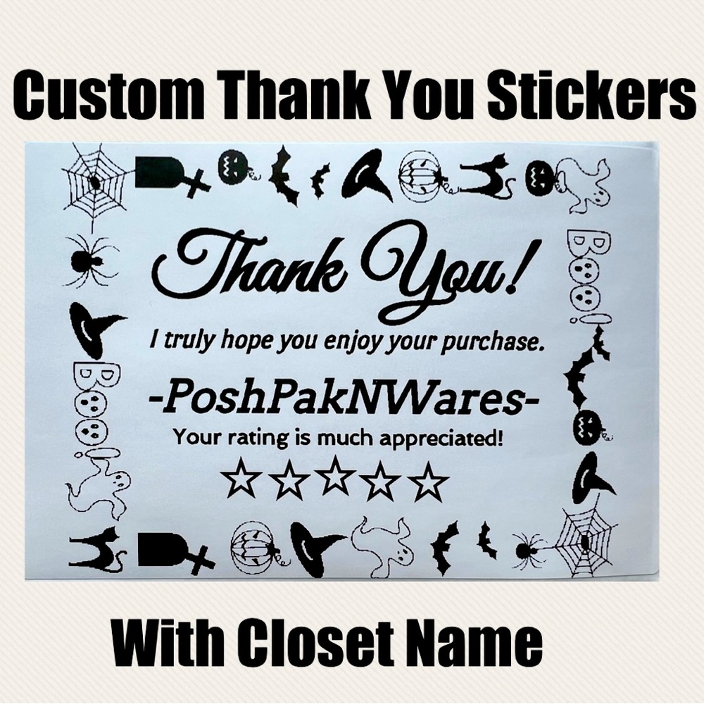 Custom Thank You Stickers  with posh closet name spooky boo